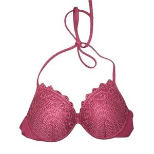 Shade & Shore Pink Crocheted Bikini Top Size 34B